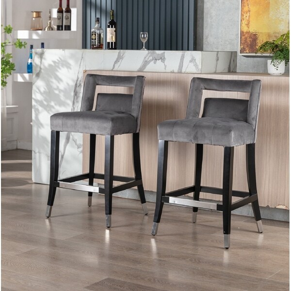 Modern Velvet Barstool with Nailheads Living Room Chair 2 pcs Set 26 inch Seater Height Bed Bath Beyond 36813847