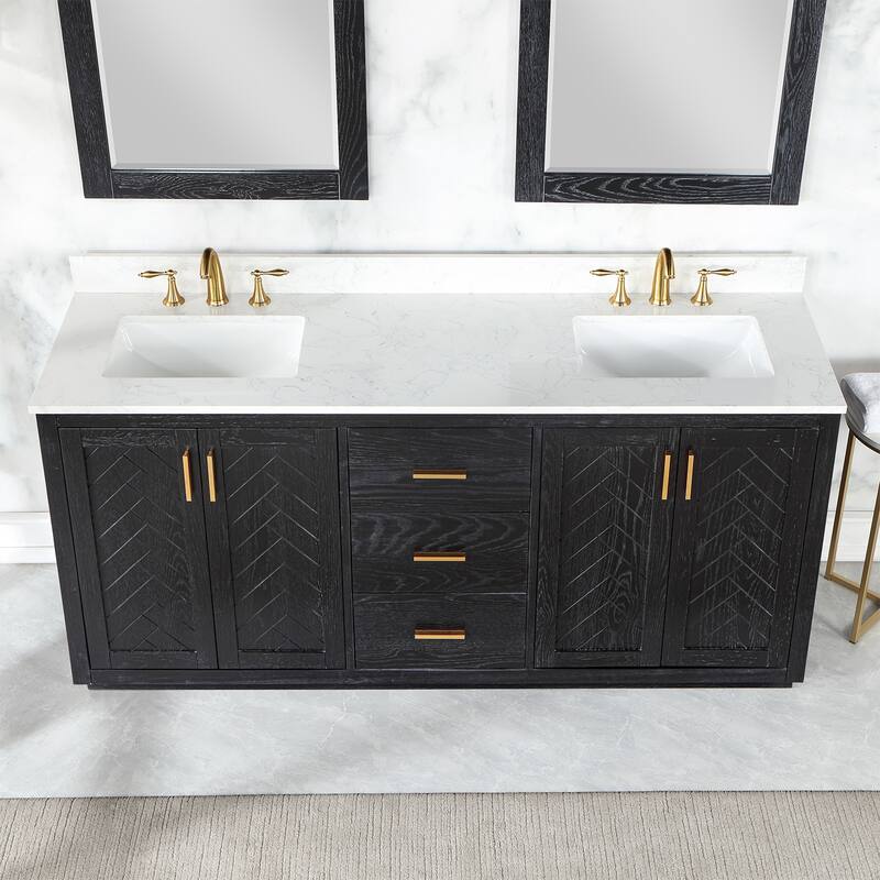 Altair Gazsi Bathroom Vanity with Composite Stone Countertop without Mirror