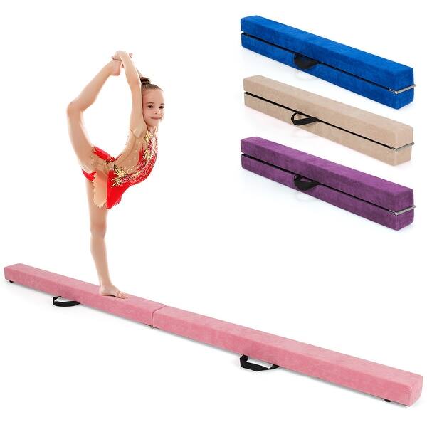 slide 1 of 36, Gymax 7FT Folding Gymnastic Beam Portable Floor Balance Beam w/Handles - See Details Pink