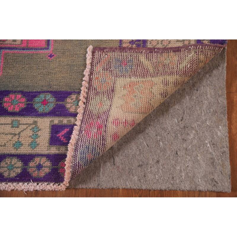 Hand Knotted Oriental 100% Wool Carpet Traditional Geometric Brown Lori Runner Rug - 12' 7'' X 4' 8''