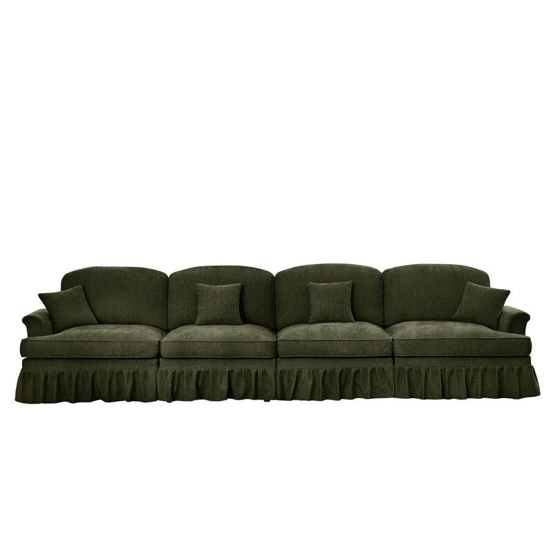 GDFStudio - Elegant Mid Century 4-Seater 137.8" Chenille Sofa with Flared Arms