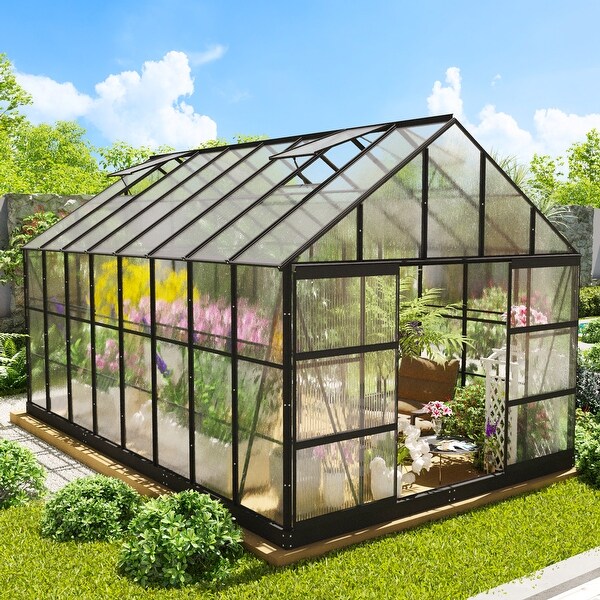 Cozywor Outdoors Walk-in Aluminum Greenhouses with 4 Roof Vent