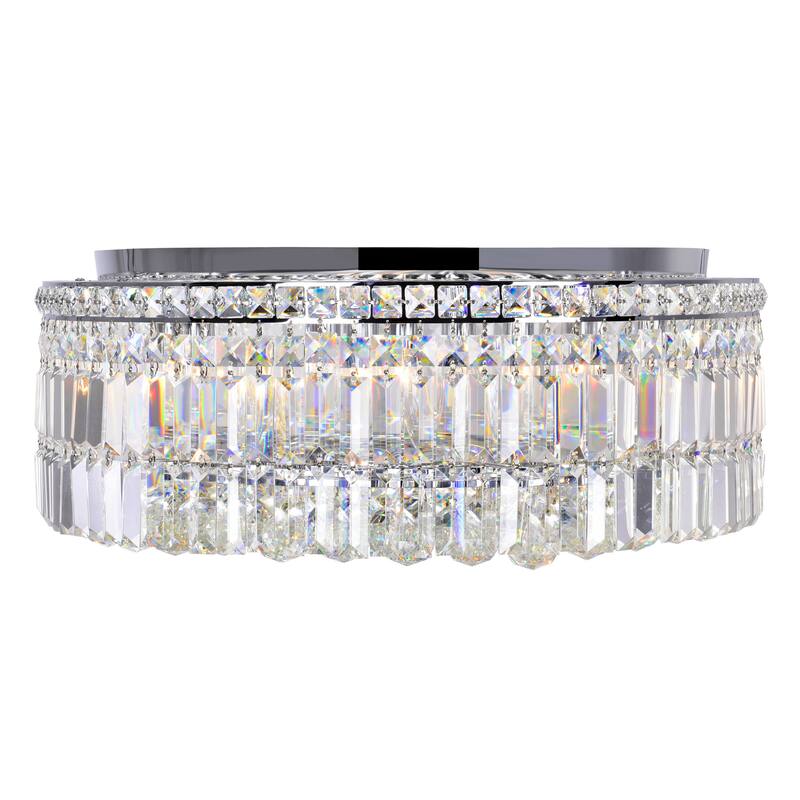 Colosseum 10 Light 24in Chrome Flush Mount with Crystals