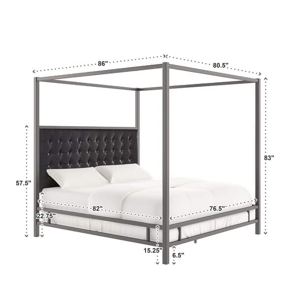 Solivita King-size Canopy Chrome Metal Poster Bed by iNSPIRE Q Bold