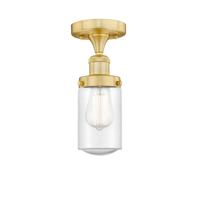 Innovations Lighting Edison Dover - 1 Light 7" Semi-Flush Mount - Satin Gold/Seedy