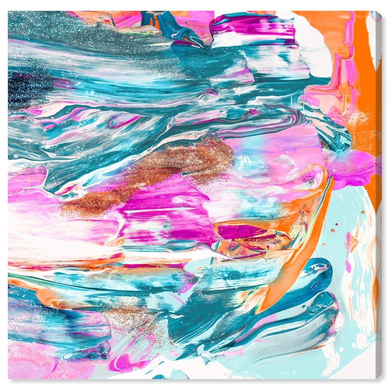 Wynwood Studio Abstract Jelly Be Marvelous Blue and Neon Pink Glam Wall Art Canvas Print