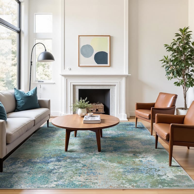 Mcow Modern Machine Washable Low Pile Lightweight Soft Print Area Rugs