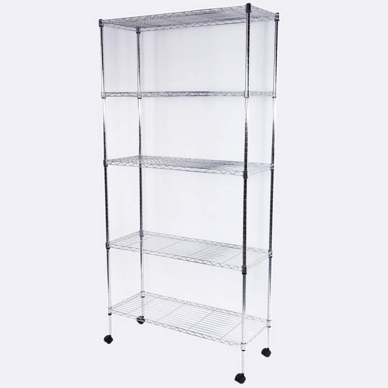 5-Layer Chrome Plated Iron Shelf with Wheels 165*90*35 Chrome