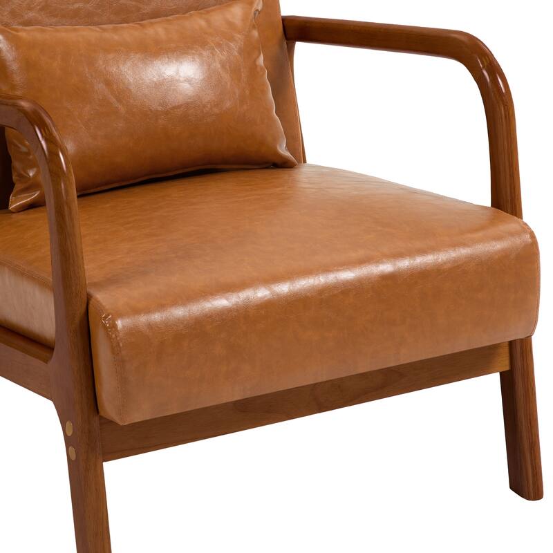 Mid Century Solid Wood Upholstered Accent Chair