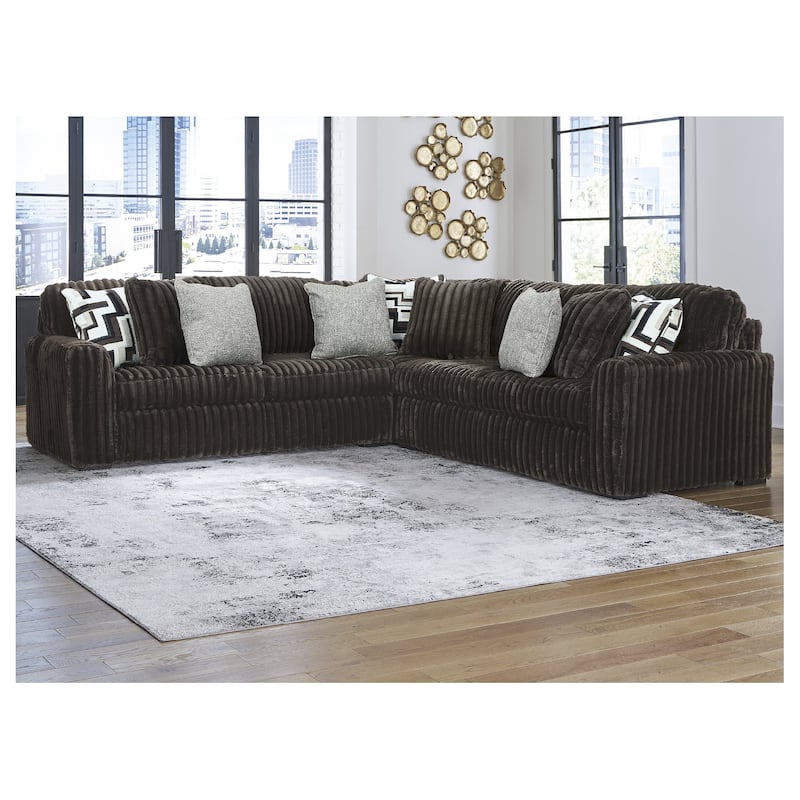 Signature Design by Ashley Midnight-madness 3-Piece Sectional - 121" W x 121" D x 40" H - Brown