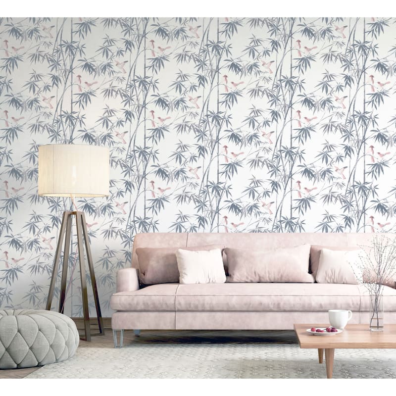 Arthouse Arisu Grey Birds and Bamboo Wallpaper