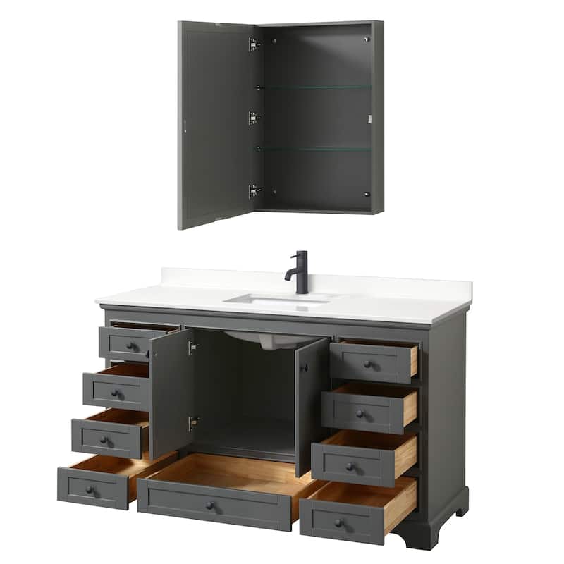 Deborah 60-inch Single Vanity, Quartz Top, Medicine Cabinet