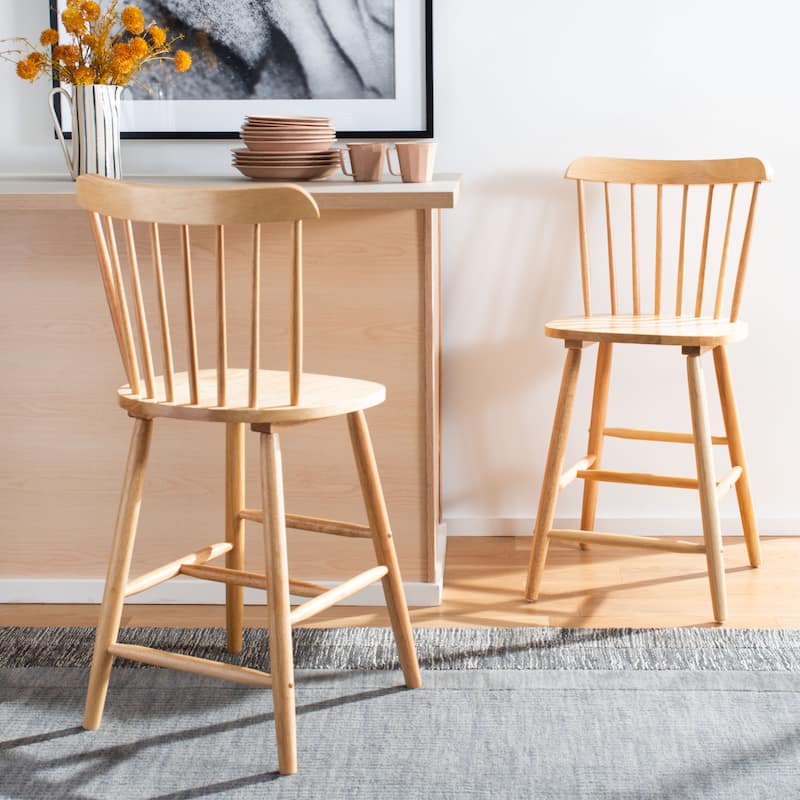 SAFAVIEH Arra 24-inch Spindle Farmhouse Counter Stool (Set of 2) - 19.9" x 20.1" x 43.1" - 20"W x 20"D x 38"H
