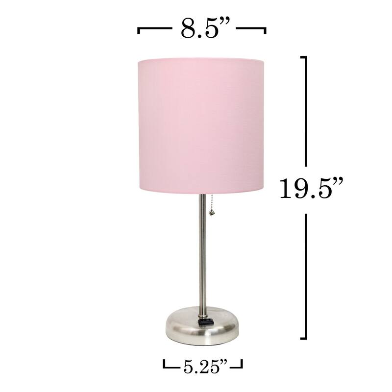 Stick Table Lamps with Drum Shade - 19.5" - Silver and Pink