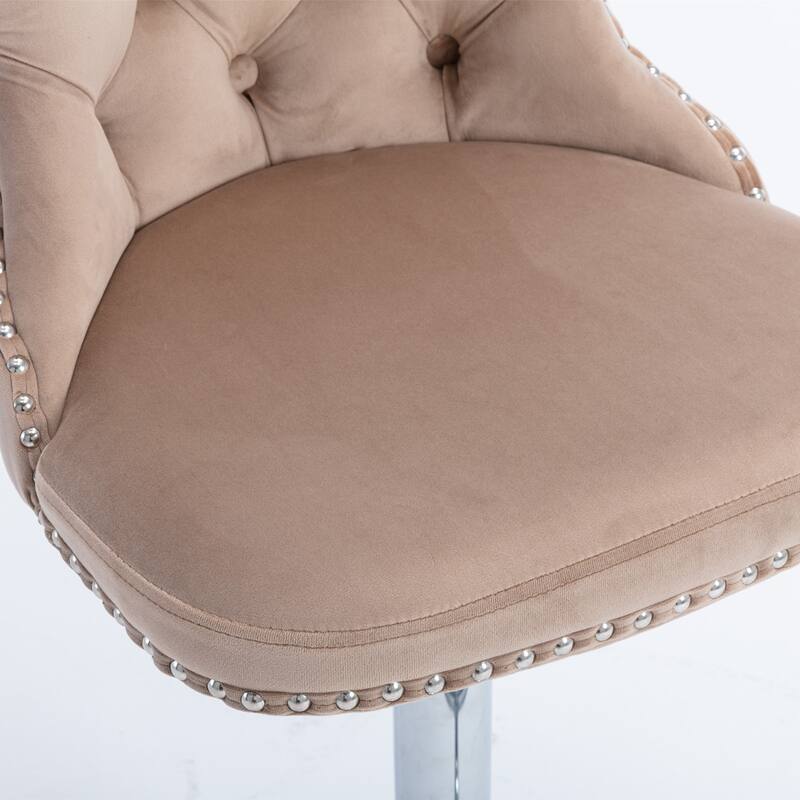 GDF Studio - Modern Upholstered Swivel Bar Stools with Tufted Backrest and Adjustable Height (Set of 2)