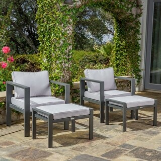 Lakeview Aluminum Outdoor Club Chair Set with Ottomans (4-Piece)