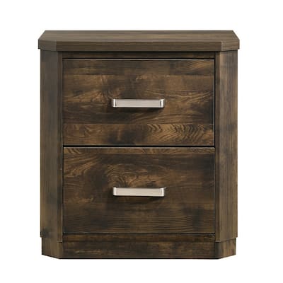 Modern Rustic Walnut 2-drawer Nightstand