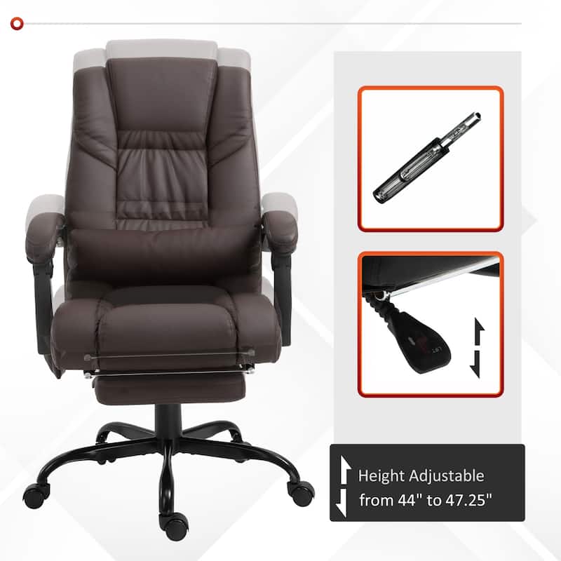 Vinsetto Office Desk Chair Recliner, Height Adjustable Movable Lumbar Support with 6-Point Vibrating Massage