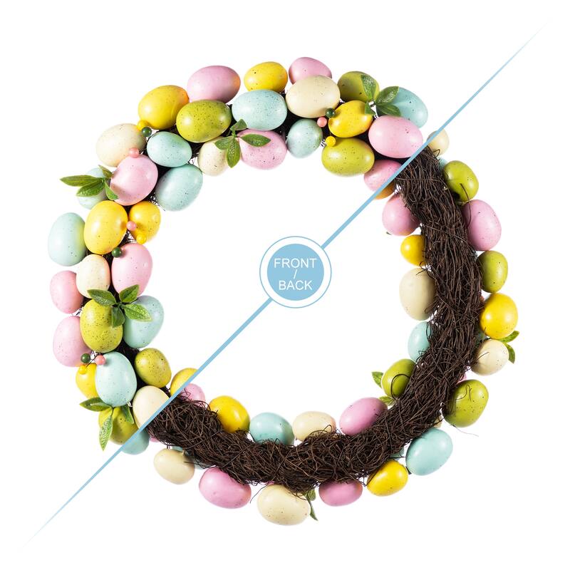 Glitzhome 18"D Easter Eggs Wreath for Front Door Wall Decoration