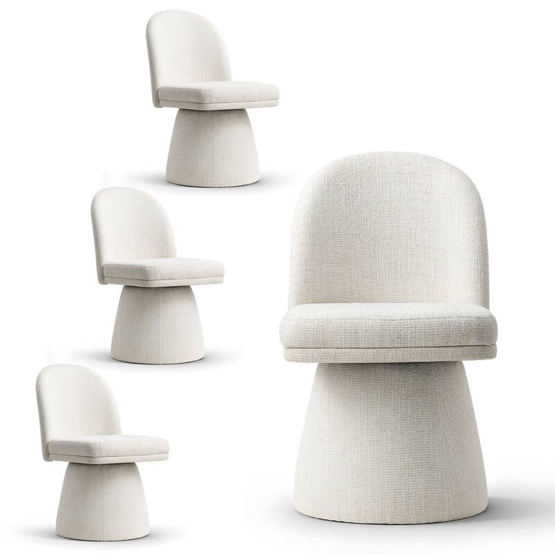Upholstered Swivel Dining Chair(Set of 4) - Beige