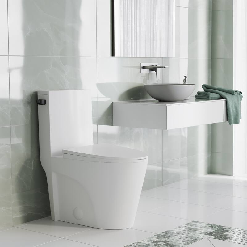 St. Tropez One Piece Elongated Toilet Side Flush - Black Hardware