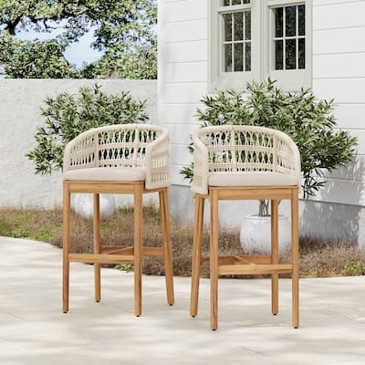 Christopher Knight Home - Falkner Acacia Wood Rope Patio Barstool(Set of 2)
