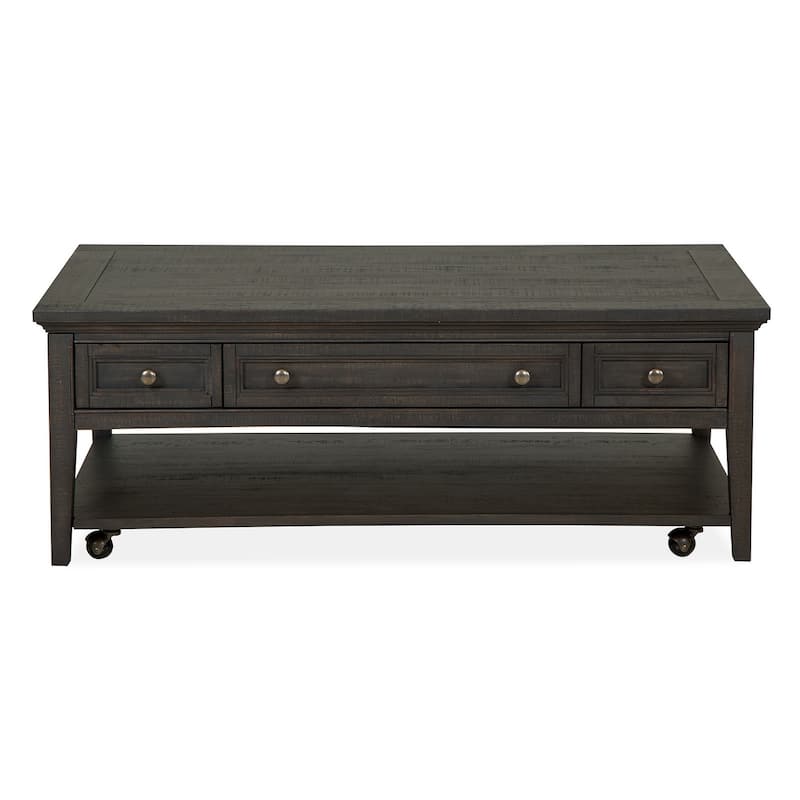Magnussen Home Westley Falls Graphite Rectangular Cocktail Table with Casters - 50''W x 28''D x 18''H