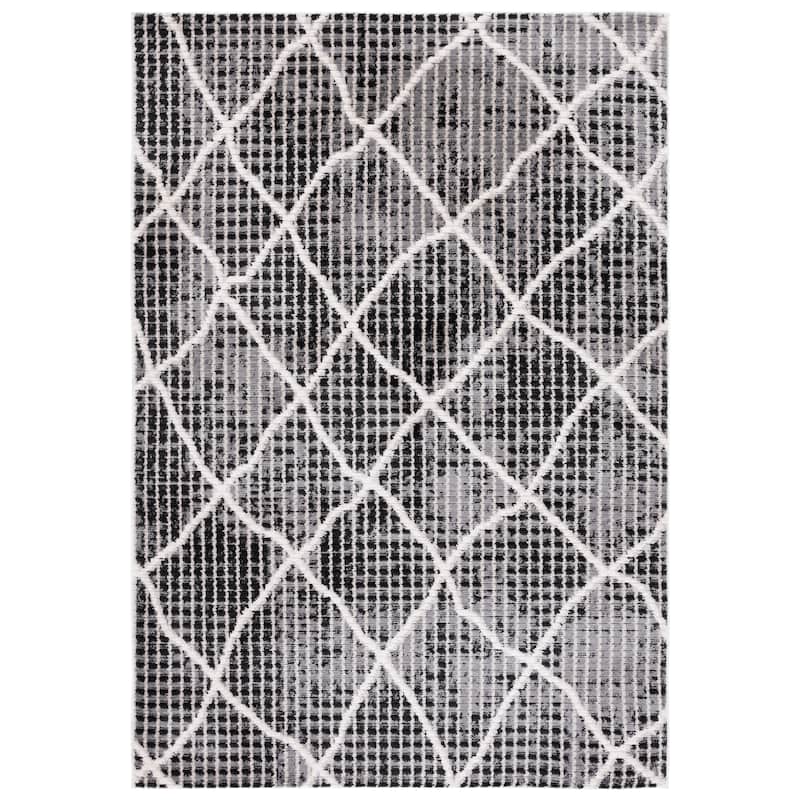 SAFAVIEH Marrakech Ephrona Rustic Trellis Rug - 6'7" Square - Charcoal/Ivory