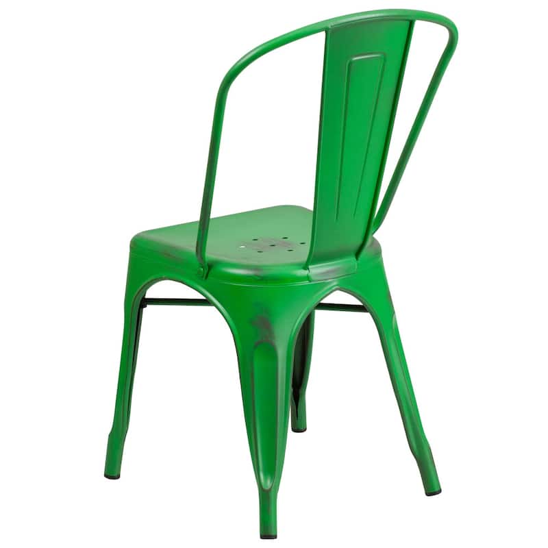 Distressed Metal Indoor/ Outdoor Stackable Chair