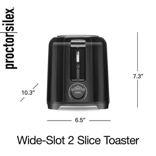 Proctor Silex Wide-Slot 2 Slice Toaster, Black, 22215PS
