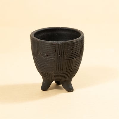 Sm Footed Pot Black Brown Dia 5.25" & H 4.75" - Black Brown