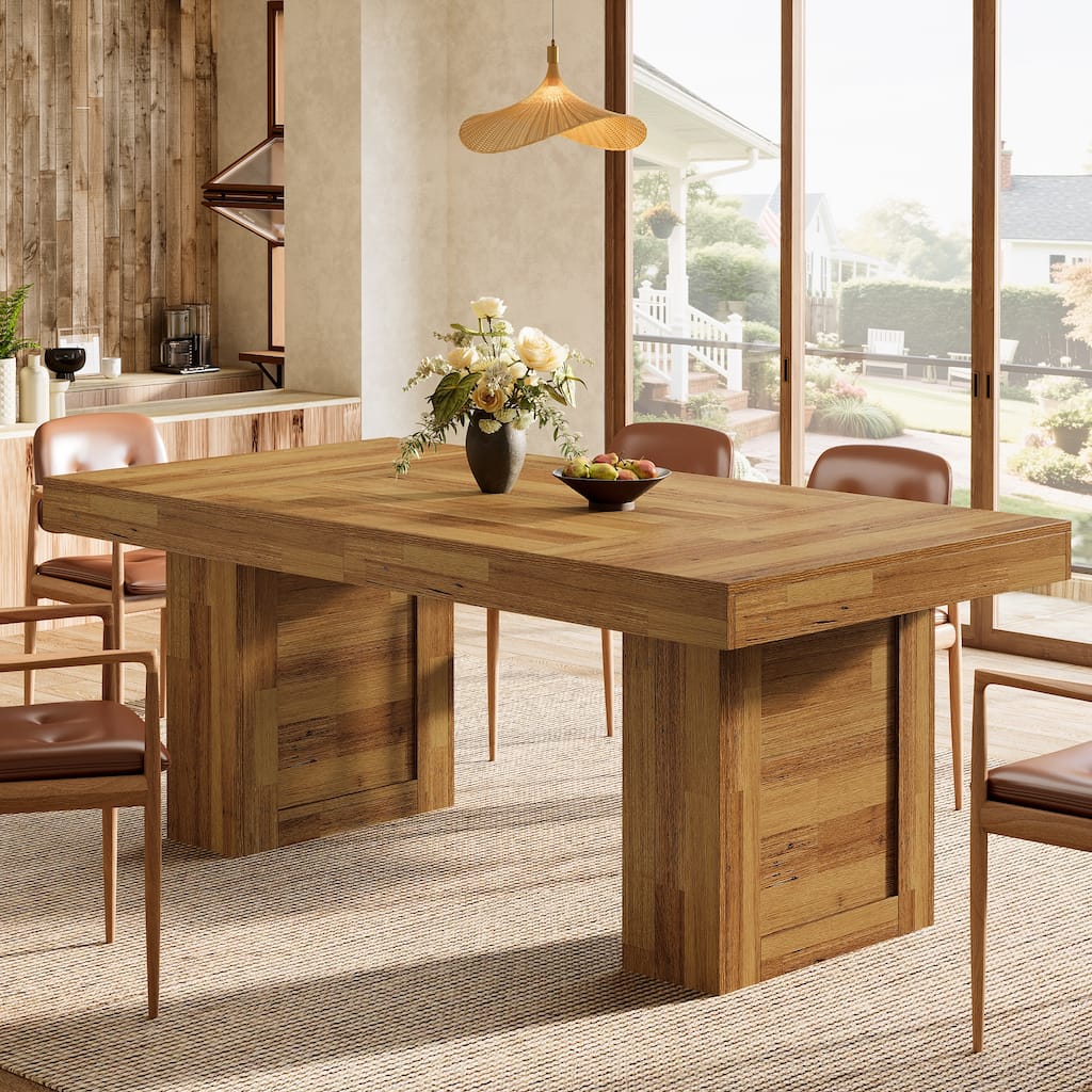 63'' Large Kitchen Table, Rectangle Dining Table for Dining Room, Family Meals, Banquets & Dinner Parties