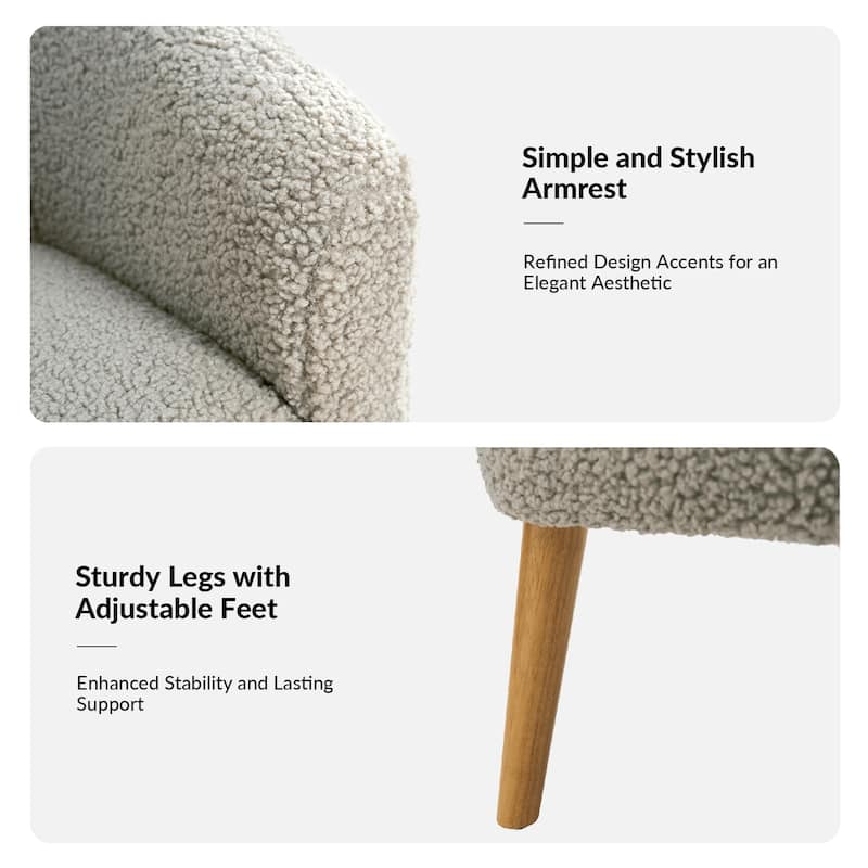 Sheila Modern 30"W Boucle Armchair with Solid Wood Legs Set of 2 by HULALA HOME