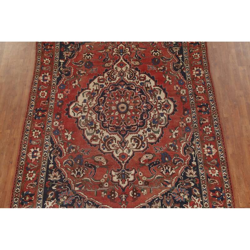 Bakhtiari Persian Antique Area Rug Hand-Knotted Wool Carpet - 7'0"x 10'0"