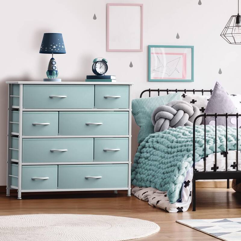 Dresser w/ 8 Drawers Furniture Storage & Night Stand Table for Bedroom