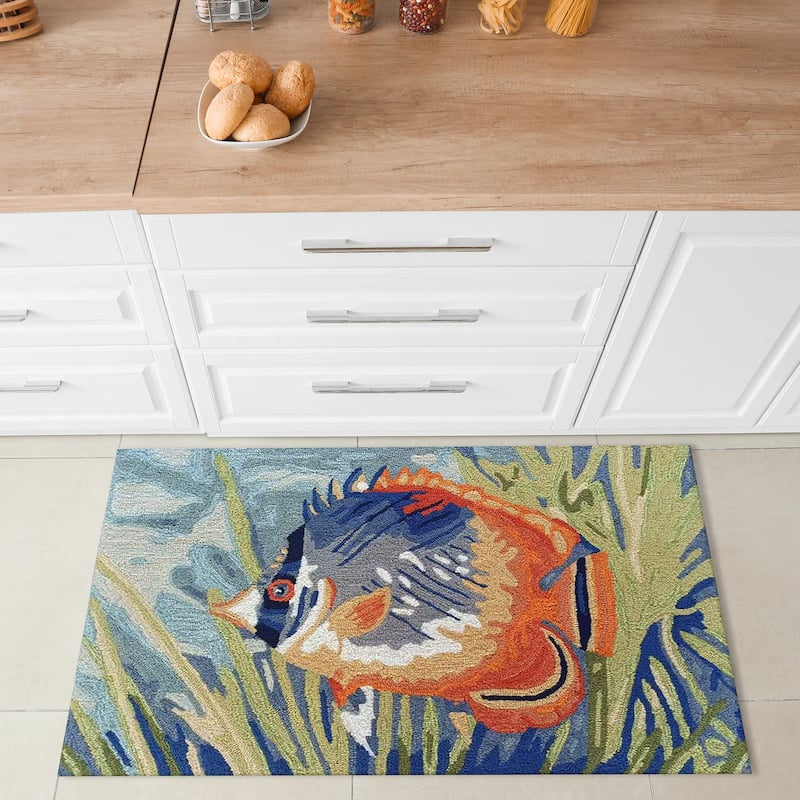 Liora Manne Ravella Tropical Fish Indoor/Outdoor Rug - 2'6 x 4' - Ocean