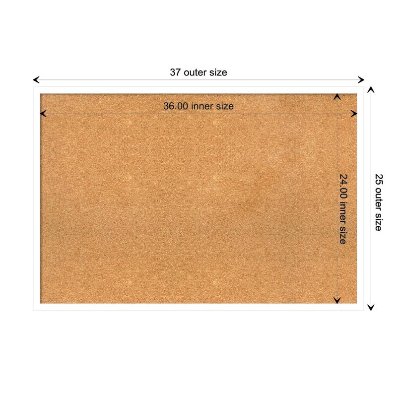 Svelte Wood Framed Natural Corkboard Bulletin Board - Svelte White - Board Size 36x24