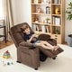 preview thumbnail 55 of 79, MCombo Big Kids Recliner Chair with Cup Holders , Velvet Fabric Brown