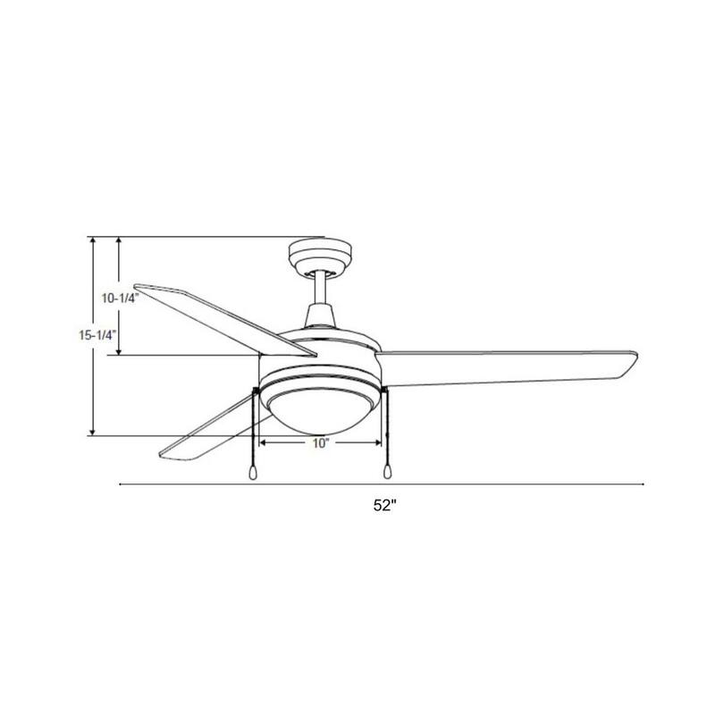 52" Contempo IV 3-Blade Ceiling Fan Matte Black Finish with Integrated LED Light