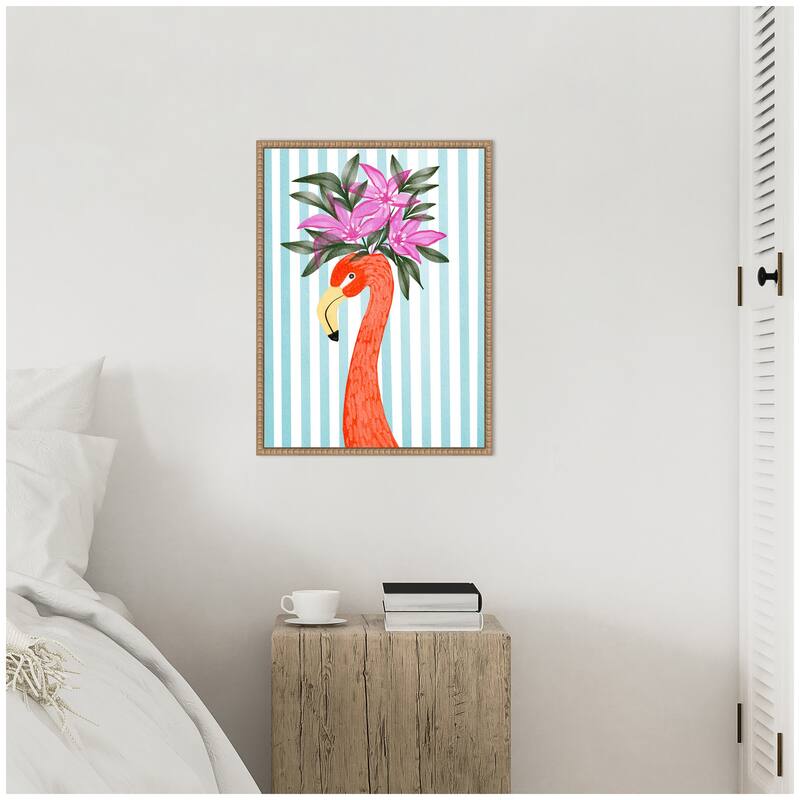 Kate and Laurel Sylvie Flamingo Framed Canvas by Nikita Jariwala