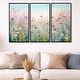 preview thumbnail 8 of 18, Designart "Wild Flowers Meadows" Flower Field Framed Art Set of 3 - Traditional Wall Art Set Purple Wall Decor 3 Pieces 36 in. W x 28 in. H - 3 Panels - Black