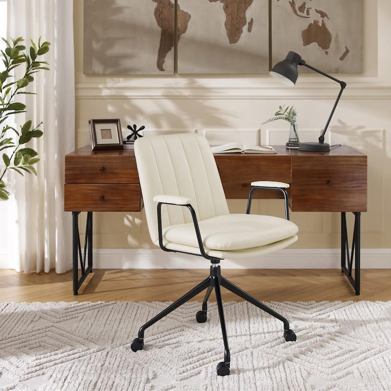 Art Leon Faux Leather Swivel Accent Arm Chair