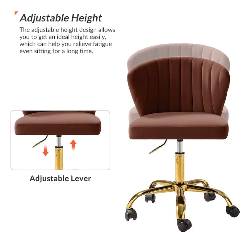 Ilia Modern Velvet Wingback 360 degree Ergonomic Office Task Chair with Channel Tufted Back by HULALA HOME