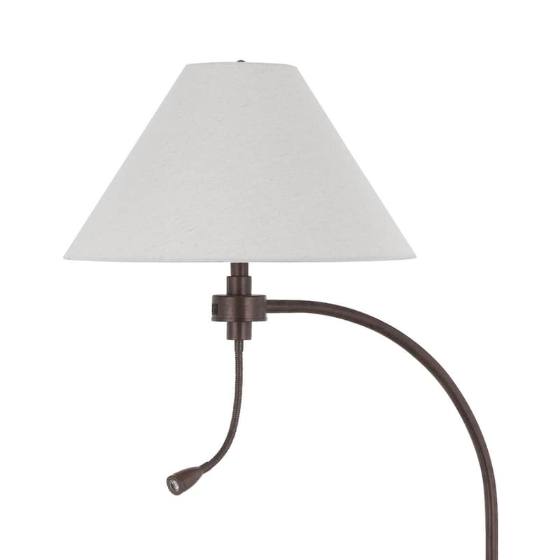 Ashy 68 Inch Floor Lamp, Gooseneck LED, White Shade, Black Arc Pole