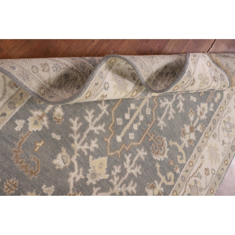 Gray Oushak Oriental Area Rug Handmade Floral Wool Carpet - 3'11" x 6'0"