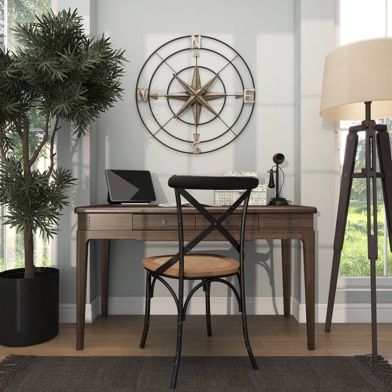 Metal Compass Indoor Outdoor Home Wall Decor with Distressed Copper Like Finish - Gray - Roche River Decor