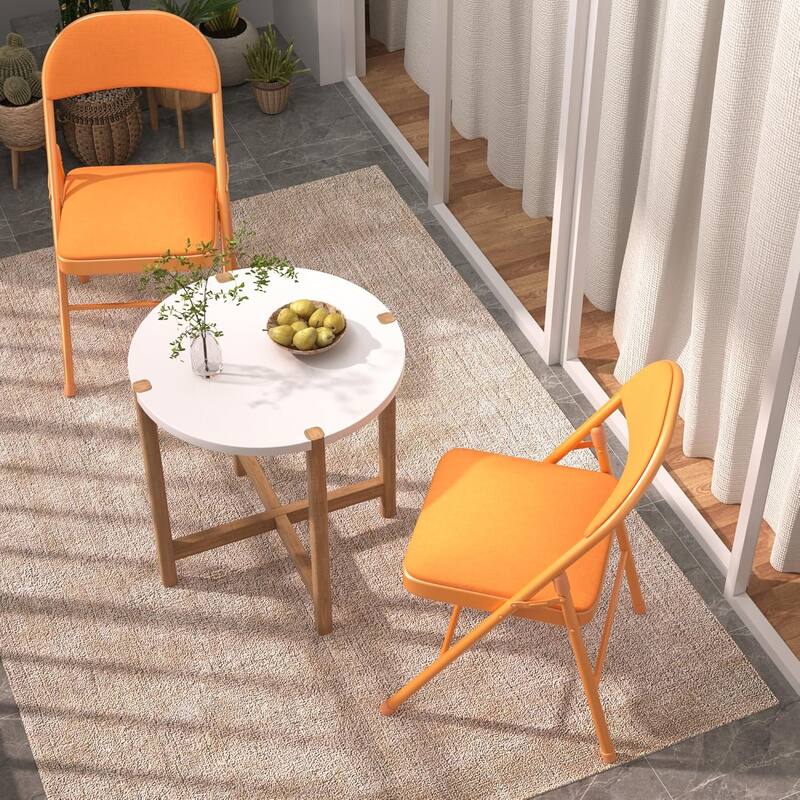 4 Pack Metal Folding Chairs with Padded Cushion and Back, Stackable Fabric Dining Chair Set, Upholstered Commercial Seat
