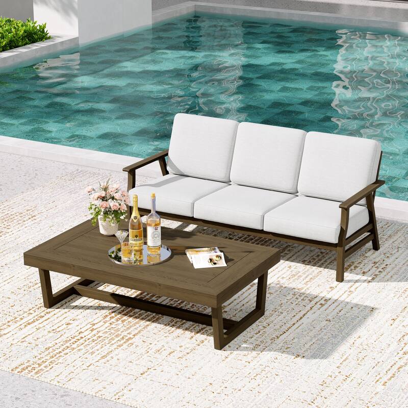 2-Piece Teak Outdoor Sofa Set with Table