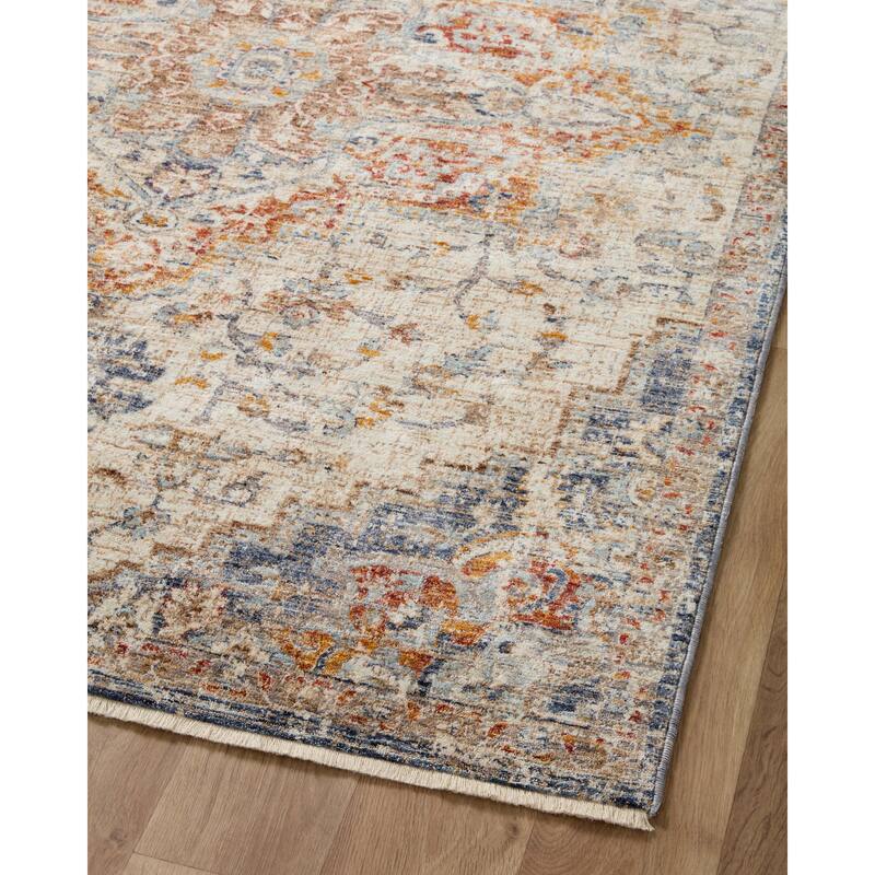 Alexander Home Anniki Distressed Fiesta Medallion Area Rug with Micro Fringe