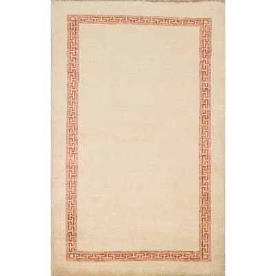 Geometric Bordered Gabbeh Kashkoli Oriental Area Rug Wool Hand-knotted - 3'3" x 5'0"